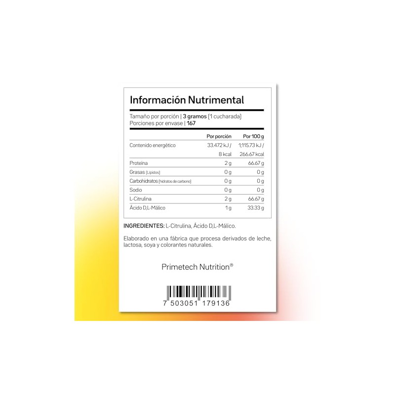 Primetech Nutrition Citrulina Malato Polvo Citru2 500