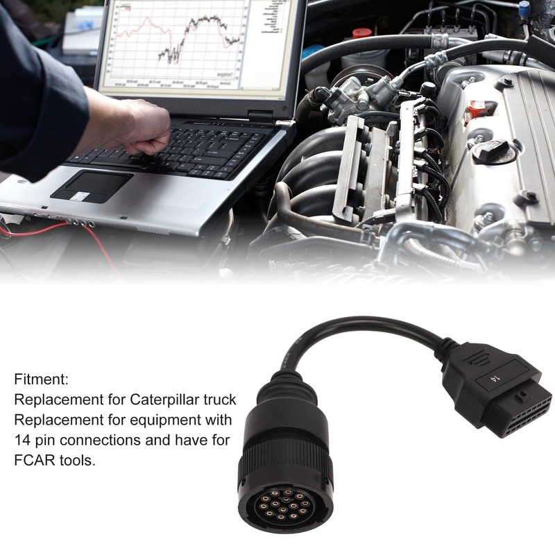 14pin Connector Cable,14 Pin Cable Excavator Diagnostic Adapter Connector Compatible