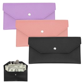 3 Colors Money Wallet Organizer for Cash 3PCS Cash Wallet Leather Money Saving Wall et Money Envelopes Money Organizer Money Wall et for Cash for Women/Men Receipt Coin Check Bill(Black,Pink,Purple)