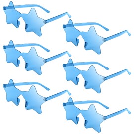 NACHLYNN Rimless Star Shaped Sunglasses Pentagram Glasses Transparent Sunglasses Valentine Day Party Favor (6, Light Blue)