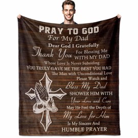 VMREAYR Dad Pray Christian Gifts for Dad, Prayer Gifts for Men, Dad Christian Blanket 60"X50", Thank You Dad Gifts, Best Gifts for Dad from Daughter/Son, Religious Gifts for Dad