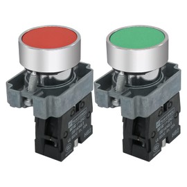 mxuteuk 2pcs 22mm Momentary Push Button Switch SPST Red (1 NC) Green (1 NO) 660V 10A,1 Year Warranty HB2-BA-RG