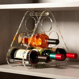 NUTNAPH Countertop Wine Rack Acrylic for 6 Bottle Storage Tabletop Triangle Freestanding Wine Holder Organizer - Home, Kitchen, Dining Room Bar Decor