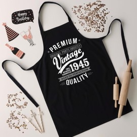 1945 Vintage Year - Aged To Perfection - 80th Birthday Gift | Present for Men Apron Black