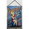 Blechschild With Cord 30 x 20 cm Motorcycles Garage - Service and Rapair - Original Custom Parts - Mechanic on Duty 24 Hours - Blechemma