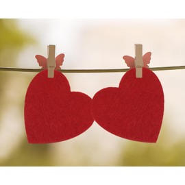 PPhtony Felt Hearts Cutout for Valentine’s Day Wedding Decoration Scrapbooking Sewing Craft Embellishment, 50PCS (Red, 50mm)