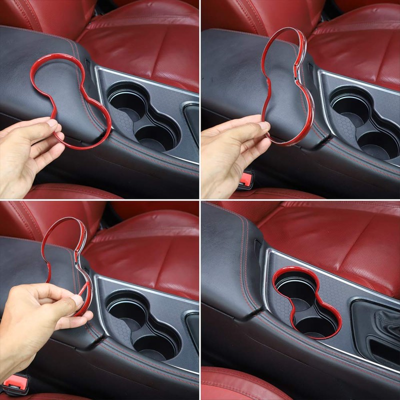 JeCar for Challenger Red Interior Cup Holder Trim Decor Cover