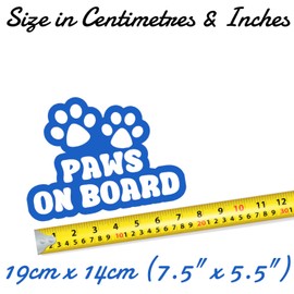 Paws On Board Pet Funny Car Sticker - Waterproof Decal - Long Lasting - Dog & Cat Gifts for Cars, Vans, Caravans, Motorhomes (Blue)
