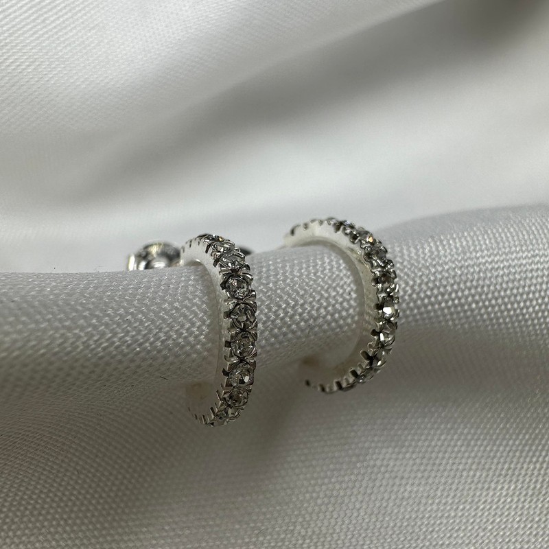 9ct White Gold 12mm Hoop Sleeper Earrings