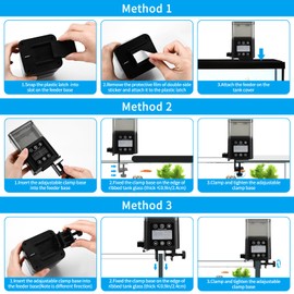 Podazz Automatic Fish Feeder for Aquarium with Timer, LCD Display 320ML Large Capacity Adjustable Fish Dispenser, Operated Feeders for Goldfish, Turtle for Vacation, Weekend or Daily Use(Black)