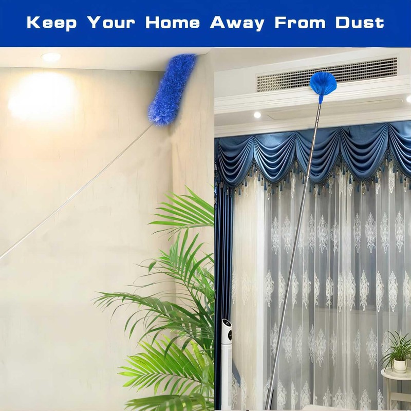 Cobweb Duster with Extension Pole, Washable Cleaning Duster Kit with