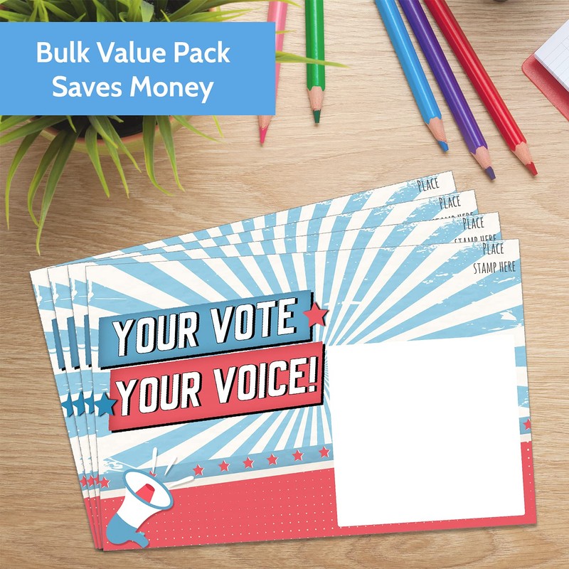 100 Bulk Voter Postcards 4x6” - Your Vote Your Voice,