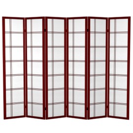 Red Lantern 6 ft. Tall Canvas Double Cross Rosewood-6 Panels Room Divider