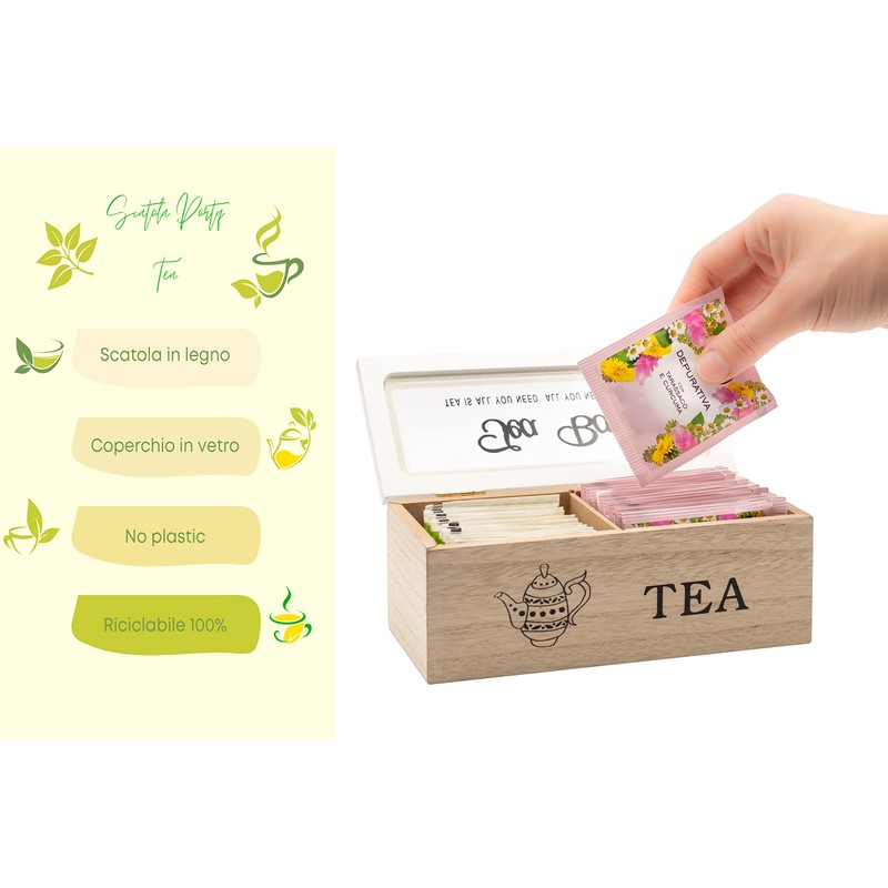 Wooden Tea Box with 2 Tea Boxes 18 x 8