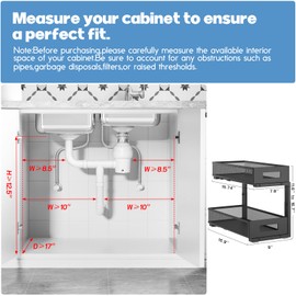 2-Pack Under Sink Organizers And Storage,Large Capacity 2-Tier Pull-Out Cabinet Organizer With Upgraded Tube Rails,Adjustable Height Sliding Drawers,Sturdy Mesh Shelves For Kitchen&Bathroom-Black