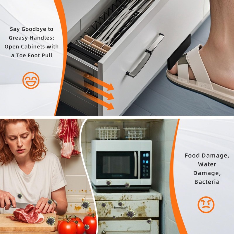 Foot Pull for Trash Cabinet Drawer – Touchless Hands-Free Foot