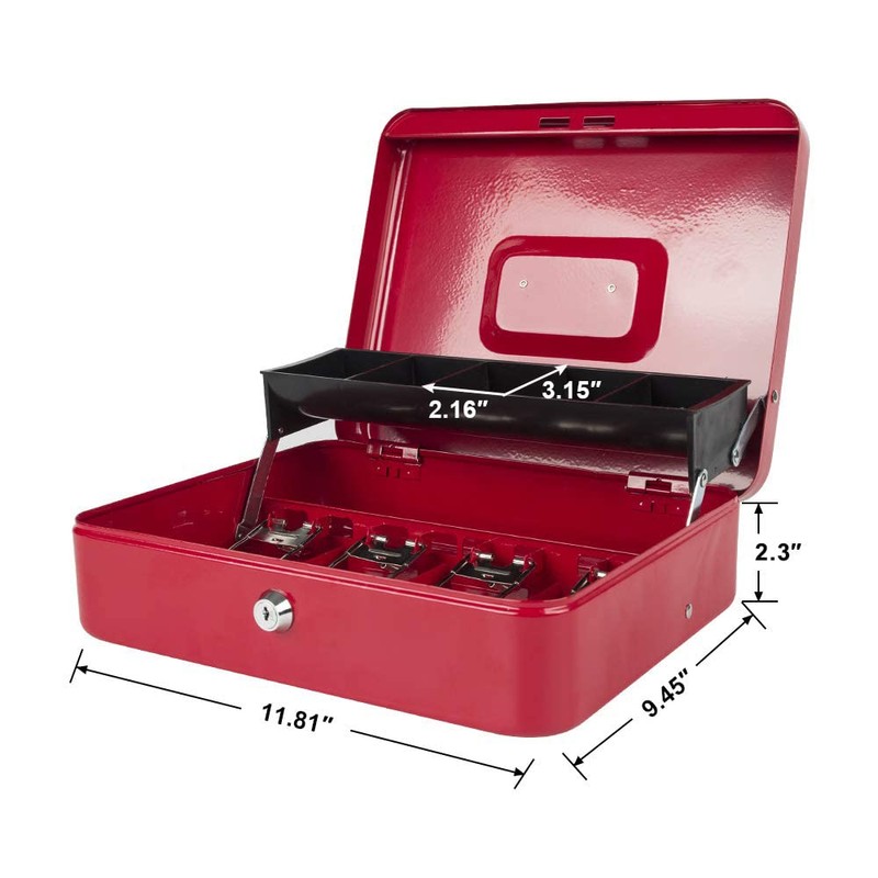 KYODOLED Locking Cash Box with Lock,Money Box with Cash Tray,Lock