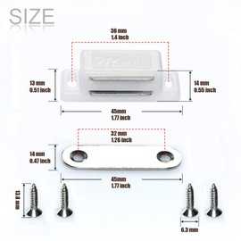 12Pack Magnetic Cabinet Door Latch Catch Closures Cabinet Catch for Doors Drawers