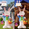 12FT Easter Outdoor Inflatable Decoration, Inflatable Bunny Jacquard Basket, Built-in