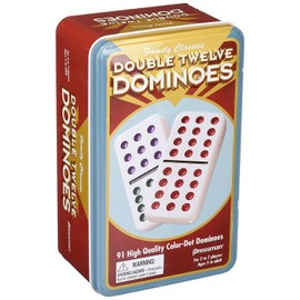 Pressman Double 12 Color Dot Dominos in A Tin, 5"