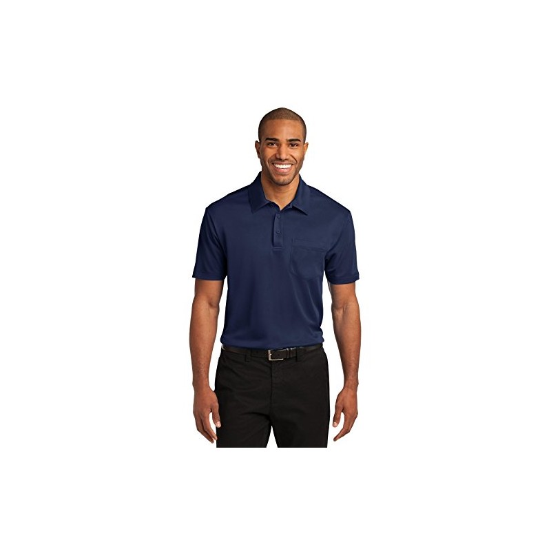 Port Authority Silk Touch Performance Pocket Polo, Navy, Medium