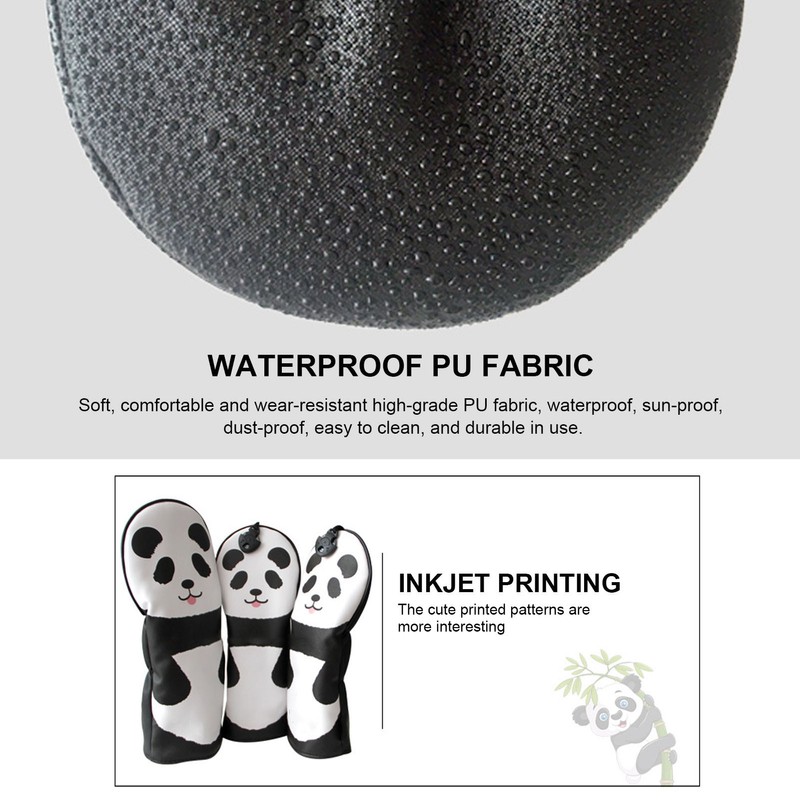 PU Leather Golf Wood Head Covers Waterproof Cartoon Thicken Plush