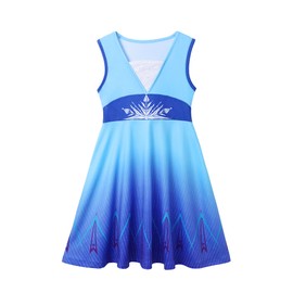 Girls' Summer Princess Dress Sleeveless Swing Sundress Elsa Costume Toddler A-Line Dress up Kids Casual Tank Dresses (US, Age, 2 Years, 3 Years, Style 12)
