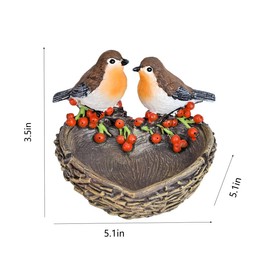 JJVIHAHA robin Bird's Nest Resin Statue with Storage, Housewarming Gift, Accompanying Gift,Decorate Living Room, Desk, Bedroom, Bars and Cafe (Brown)