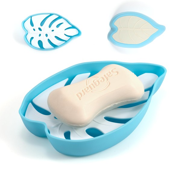 Li&Zhao Plastic Soap Dish for Shower - Leaves Bar Soap