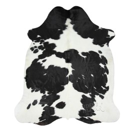 HIDES BAZAAR Black and White Area Rug Premium Cow Rug with Black and White Pattern for Home and Office - Classic Black and White Rug Made with Real Tanned Cowhide - Cow Hide Rugs 6x7 ft