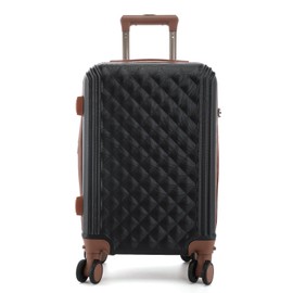 SIAM'S suitcase set 3 piece Carry on Harside, Expandable Lightweight Hardside, luggage with TSA lock Spinner Wheels, 20 inch (black)