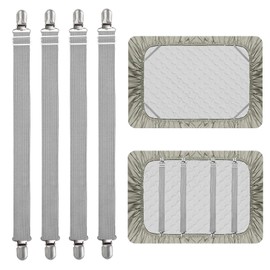 4Pcs Adjustable Bed Sheet Straps Clips, Elastic Mattress Sheet Fasteners Holder and Suspenders, Grippers to Hold Sheet, Mattress, Sofa, Couch, Table Cloth, Recliner Ironing Board Cover and More