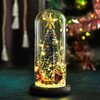 Christmas Tree in Glass Dome LED Glass Cover Ornaments Cedar