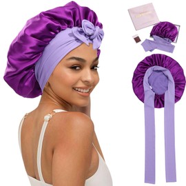 HAIMEIKANG Double-Sided 100% Mulberry Silk Bonnet & Shower Cap for Women - Premium Silk Sleep Cap for Hair Care - Comfortable & Stylish for Everyday Use and Travel