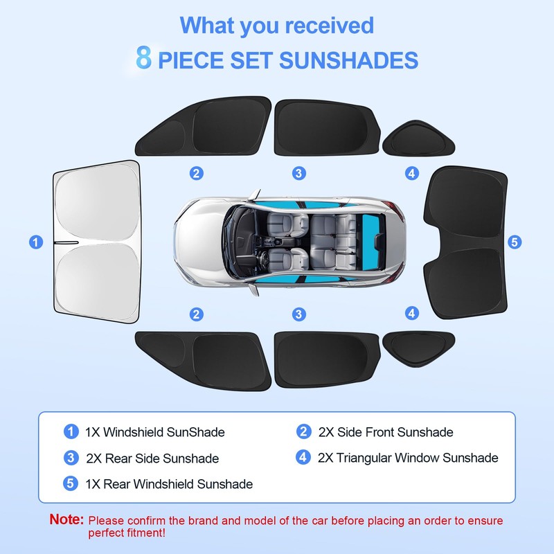 8pcs Car Window Shades for 11th Gen Honda Civic (NOT