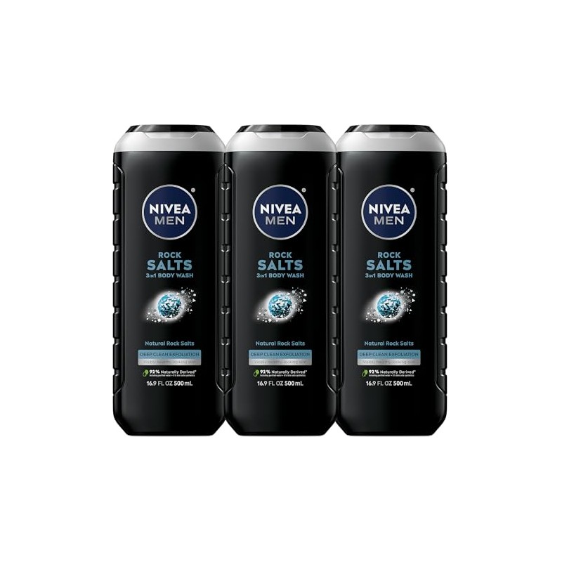 NIVEA Men DEEP Rock Salts Body Wash - Exfoliating Deep