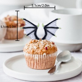 18pcs Blue Glitter Dessert Cupcake Topper Pick for Dragon Wings Theme Decor Supplies Men Women Happy Birthday Party Decoration