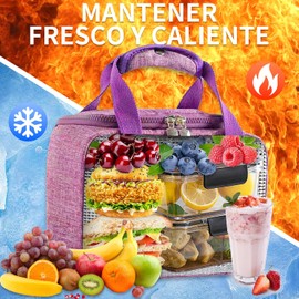 iDock bolsa de almuerzo termica,lonchera termica mujer,loncheras para mujer,tela Oxford a prueba de fugas de adultos,playa,camping (púrpura)