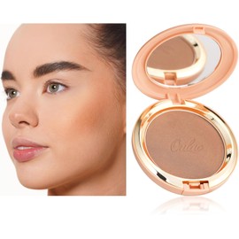 Oulac Shimmer Bronzer Compact Face Makeup Powder - Natural Sun Kissed Finish, Highlighter Bronzer Blush, Contour Powder, Soft Texture, Vegan & Cruelty Free B02
