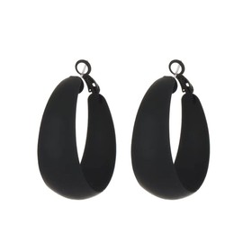 Retro Large Matte Metal Round Hoop Earrings Lightweight Vintage Geometric Pierced for Women Classic Wedding Holiday Jewelry (Black Hoop Earrings)