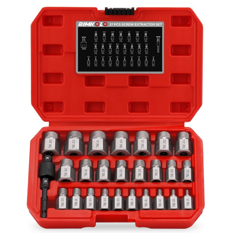 RIMKOLO 27-Piece Screw Extractor Set, 3/8" Inch Drive Easy Out