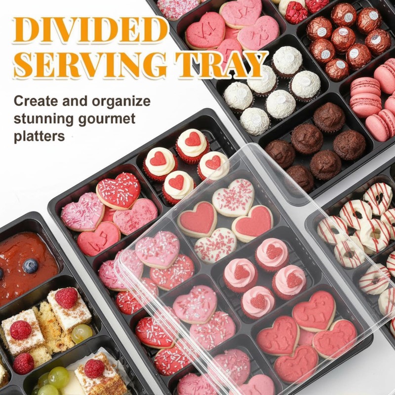 Shellwei 5 Pack 8 Compartments Divided Charcuterie Board with Lid