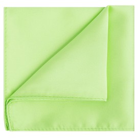 KissTies Lime Green Mens Pocket Square Solid Satin Hanky Handkerchief