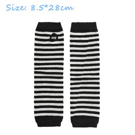 CHEERYMAGIC Arm Warmers Fingerless Gloves for Women Long Fingerless Gloves Knit Stretchy Thumbhole Striped Gloves Cosplay Rock Gothic Christmas Carnival Women Clothes Costume A6-WZCXT(Black&White)