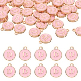 sourcing map 52pcs Letter Charm, Enamel Letter Pendants, Alphabet D Pendants Double Sided Beads Charm for DIY Bracelet Necklace Pendants Earring Jewelry, Pink