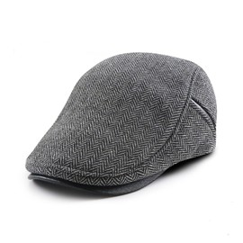 YAMEE Flat Hat Winter Men's Inner Lining Plush Warm Breathable Beret Hat Men with Adjustable Buckle Winter Hat Men's Stylish Simple Beret Unisex Vintage Classic Cabbie Cap, gray
