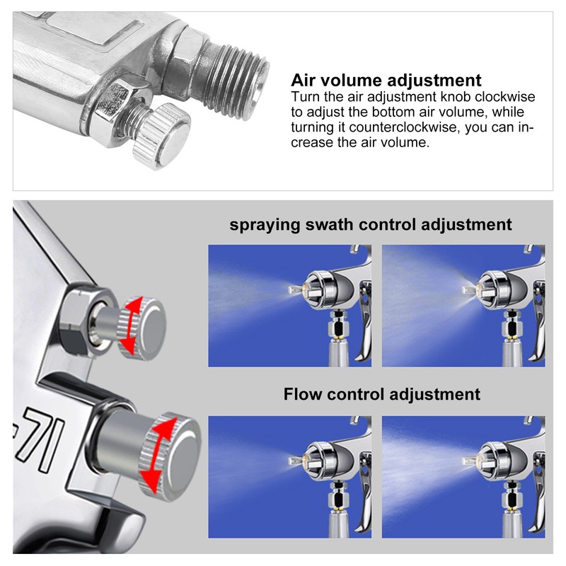 Spray Gun Set Upper Pot Gravity Feed Paint 1.8mm Fluid