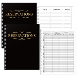 Marspark 2 Pack Reservation Book for Restaurant, 120 Day Table Dinner Reservations 8.5" x 11" Lay Flat Record Book Black Table Log Book Spiral Reservation Log for Restaurants Cafes Pubs, 146 Page