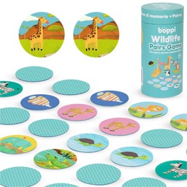 boppi Pairs Memory Game/Matching Game for Toddlers - Engaging Educational/Montessori Memory Matching Game for Kids Age 3 and Up - Wildlife