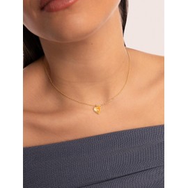 SINGULARU - My Heart Necklace 18K Gold Plated Brass Enamel Natural Stone Jewelry for Women, One size, Gold, No Gemstone